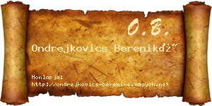 Ondrejkovics Bereniké névjegykártya